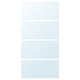Vier hellblau verspiegelte Paneele, vertikales Layout.