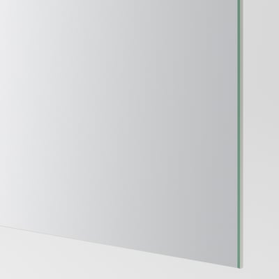 Schlankes, modernes Schiebetürblatt in tadellosem Zustand. Hellgrau mit dezentem grünem Rand, hochwertiges Glasfinish.