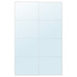 Klare AULI Spiegelschrankpaneele: 2 Aluminiumrahmen, 4 Glasscheiben mit Sicherheitsfolie, Soft-Close-Schienen.