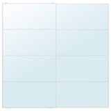 Quadratisches Spiegelpaneel-Set, vier Klarglasscheiben in weißen Aluminiumrahmen.