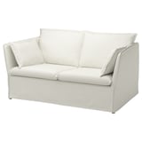 Weißes Ikea-Sofa mit Rückenlehne, modernes Design, weicher Stoff, hohe Rückenlehne, zwei Sitze.