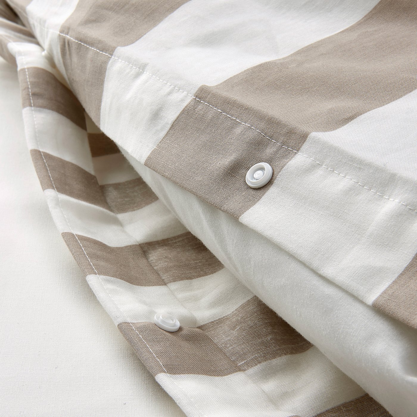 BÄRALM Bettwäsche-Set, 3-teilig, weiß beige/Streifen, 240x220/50x60 cm