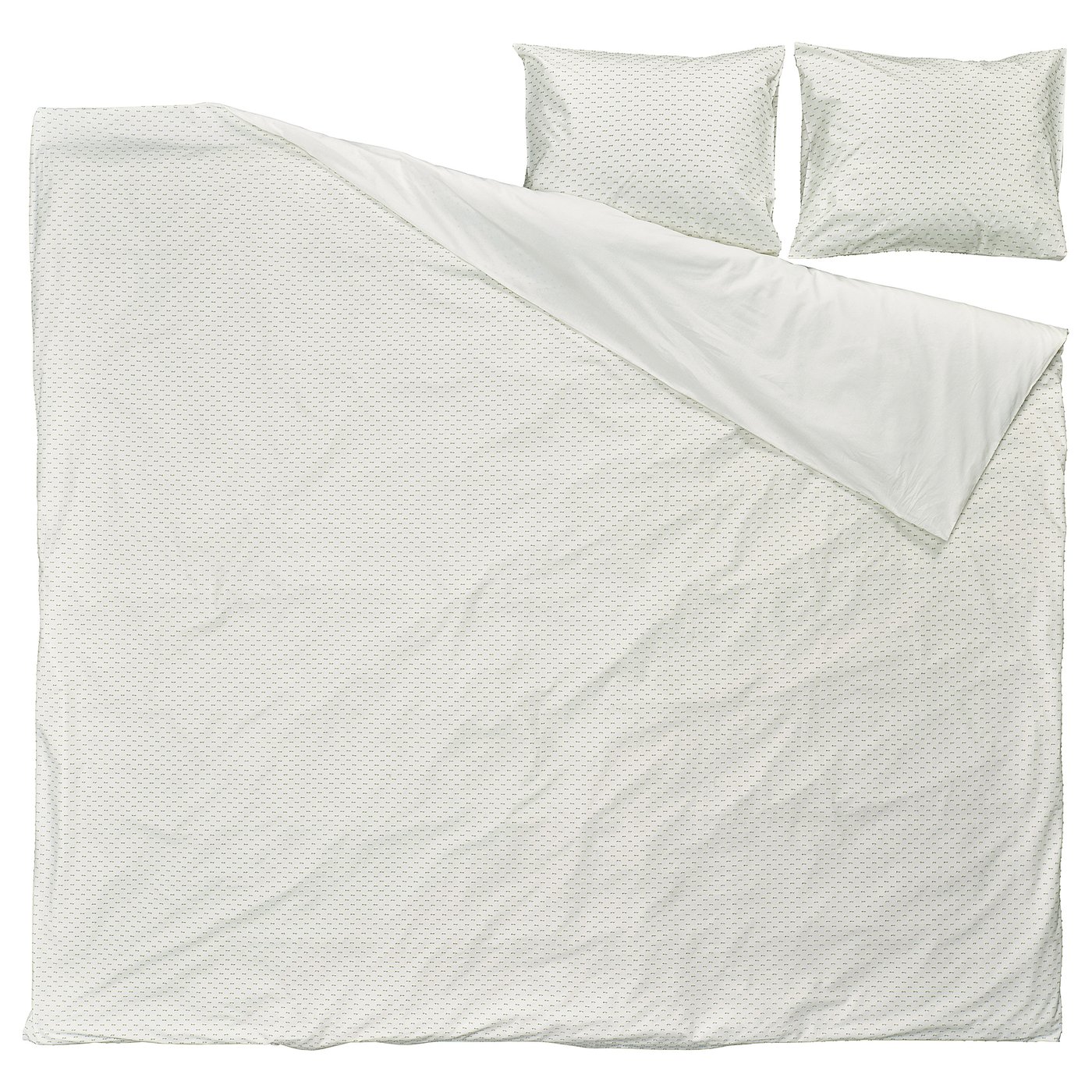 BANDKNIPPE Bettwäsche-Set, 3-teilig, weiß/grün, 240x220/50x60 cm