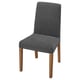 Moderner BERGMUND-Stuhl, grau, Holzbeine, gepolsterter Sitz und Rückenlehne. Mit recyceltem Polyester bezogen, stützend und stilvoll.