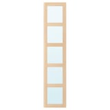 Eine aufrechte, helle BERGSBO-Spiegeltür mit Holzoptik und vier geteilten Glasscheiben.