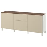 BESTÅ Aufbewahrung mit Schubladen, weiß/Krukmakare beige, 180x42x75 cm
