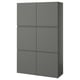 Grauer BESTÅ-Schrank mit sechs Türen zur Aufbewahrung. Modernes, minimalistisches Design in dunkelgrauer, rechteckiger Form.
