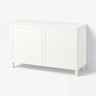 BESTÅ Aufbewahrung mit Türen, weiß/Pipmakare weiß, 120x42x75 cm