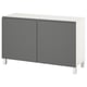 BESTÅ Sideboard, weiß-grau, quadratisch, modernes Design, glatte Oberflächen, zwei Türen, keine Griffe.