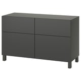 Dunkelgrauer BESTÅ Aufbewahrungsschrank, rechteckig, vier Schubladen, schlichtes, modernes Design.