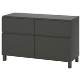 Dunkelgraue BESTÅ Kommode, modernes Design mit 4 Schubladen und klaren Linien.