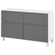 Grau-weißes BESTÅ Sideboard mit 4 Schubladen, minimalistisches Design.