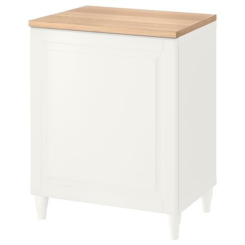 BESTÅ weißer Aufbewahrungsschrank, Holzplatte, vier Beine, schlichtes Design.
