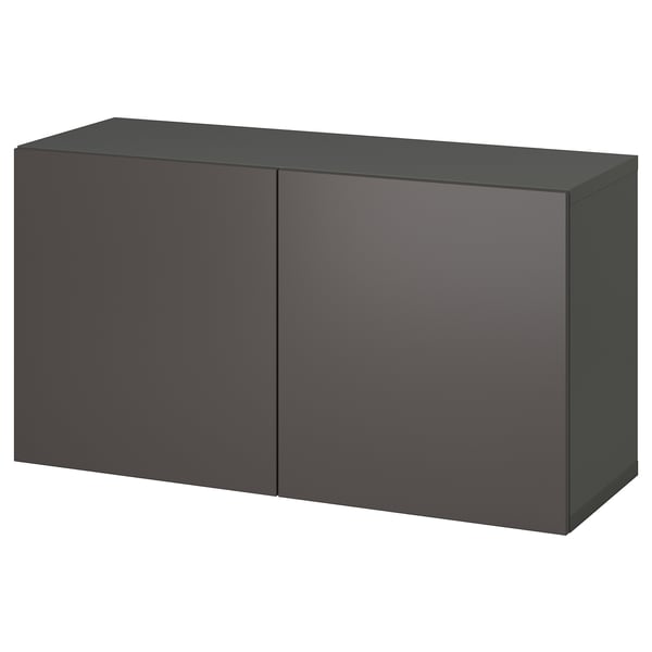 Schwarzer BESTÅ-Schrank, rechteckige Form mit zwei Türen, modernes minimalistisches Design.