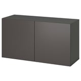 Schwarzer BESTÅ-Schrank, rechteckige Form mit zwei Türen, modernes minimalistisches Design.