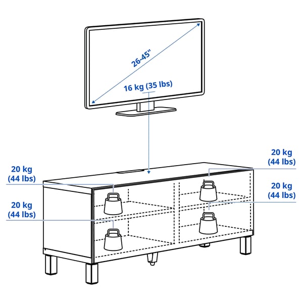 BESTÅ TV-Bank mit Türen, dunkelgrau/Västerviken/Stubbarp dunkelgrau, 120x42x48 cm