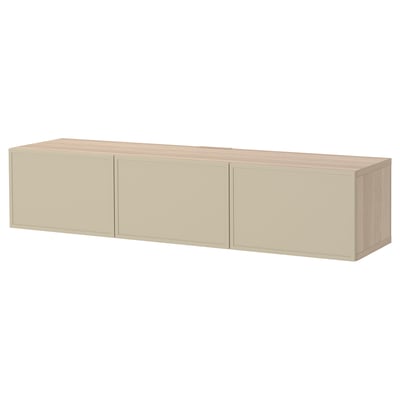 BESTÅ TV-Bank mit Türen, Eicheneff wlas/Krukmakare beige, 180x42x38 cm