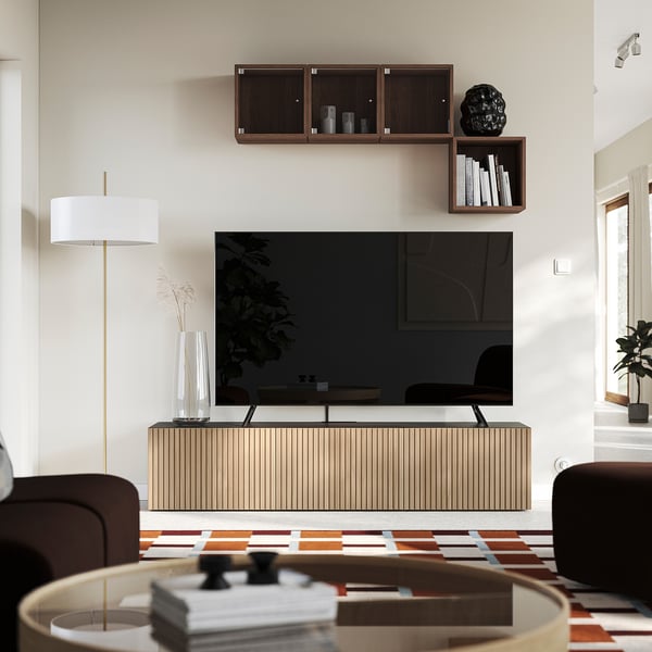 BESTÅ TV-Bank mit Türen, schwarzbraun Björköviken/Eichenfurnier, 180x42x38 cm