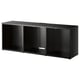 Eine schwarze TV-Bank von ikea BESTÅ mit verstellbaren Füßen.