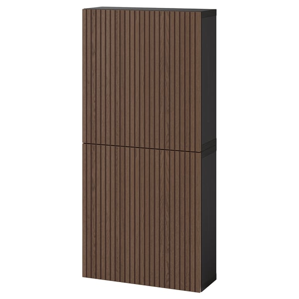 Ikea BESTÅ hoher Aufbewahrungsschrank aus Holz, dunkelbraun.