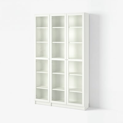 BILLY / OXBERG Bücherregal mit Glastüren, weiß, 120x30x202 cm