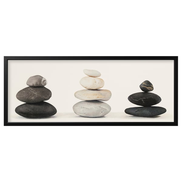 BJÖRKSTA Gerahmtes Bild, Steine/schwarz, 140x56 cm