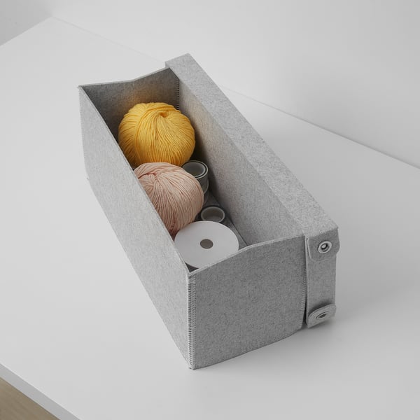 BLÄDDRA Kasten mit Deckel, hellgrau, 15x38x16 cm