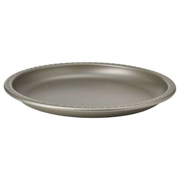 BLODOLVON Kerzenschale, silber, rund mit eingedrücktem Rand, Metall mit Polyesterbeschichtung.