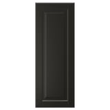 Schwarze BODBYN-Schranktür mit abgeschrägtem Paneel, glatt lackiertes Finish, rechteckiges, schlichtes Design.