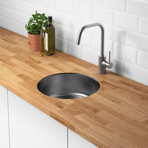 BOHOLMEN Einbauspüle, 1 Becken, Edelstahl f Maßarbpl furniert, 45 cm