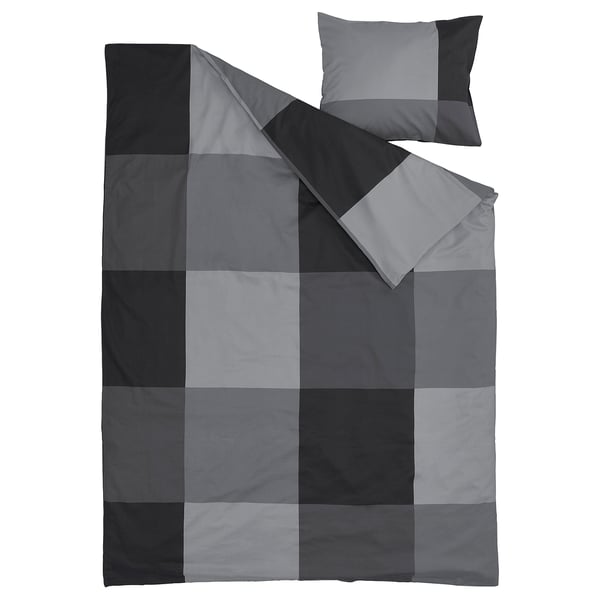 BRUNKRISSLA Bettwäsche-Set, 2-teilig, schwarz, 150x200/50x60 cm