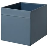 Quadratische Aufbewahrungsbox aus blauem Stoff, DRÖNA, strukturiert, Griffe an den Seiten.