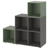 EKET Bücherregal, schwarz & grün, modular, quadratische Aufbewahrungseinheiten.
