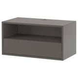 Dunkelgraues EKET offenes Regal, rechteckig, modernes Design, aus Spanplatten und Faserplatten.