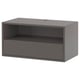Option: Dunkelgraues EKET offenes Regal, rechteckig, modernes Design, aus Spanplatten und Faserplatten.