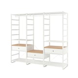 ELVARLI Aufbewahrungsschrank, weiß, Metall und Bambus, modular, offene Regale, Schubladen, Wandmontage.