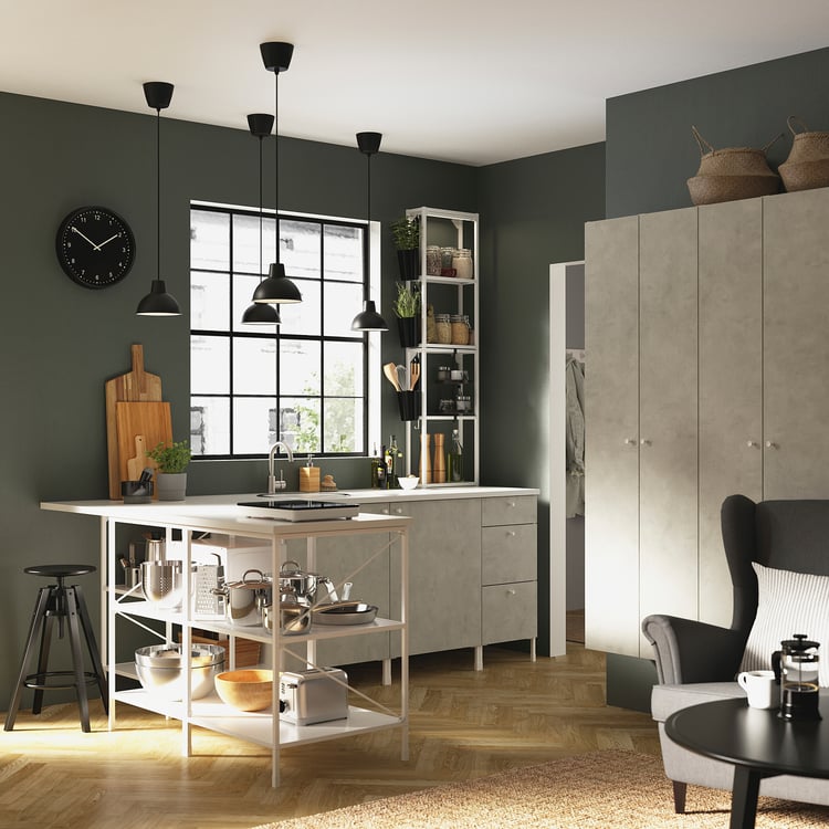 ENHET Eckküche - weiß/Betonmuster - IKEA Österreich