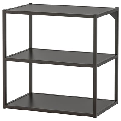 ENHET Badezimmerregal aus schwarzem Metall, 3-stöckiges, schlankes und modernes Design für die Aufbewahrung von Handtüchern und Cremes.