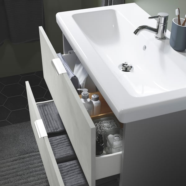 ENHET / TVÄLLEN Waschbeckenschrank/2 Schubl. - Betonmuster/grau PILKÅN