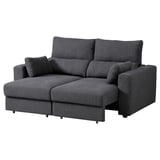 Modernes dunkelgraues L-förmiges Stoffsofa mit verstellbaren Kopfstützen und extra hoher Rückenlehne für mehr Komfort.