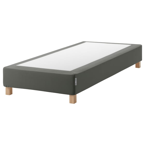 Graue Espevar-Matratzenbasis mit Holzbeinen, modernes Design.