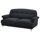 ESSEBODA: dunkelgraues, weiches Sofa mit gerollten Armlehnen, getuftete Rückenlehne, Holzbeine.