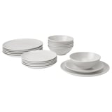 FÄRGKLAR weißes Steinzeug-Set, schlichtes, rundes, mattes Design.