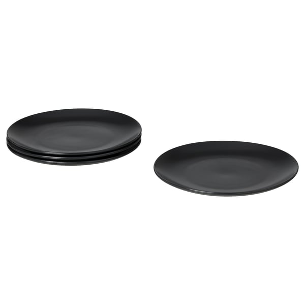 Set schwarze FÄRGKLAR Teller, rund, schlichtes Design, Steinzeug.