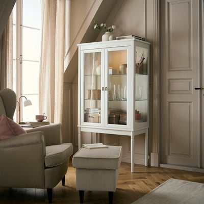 FÄRJKARL Vitrine, elfenbeinweiß, 87x45x161 cm