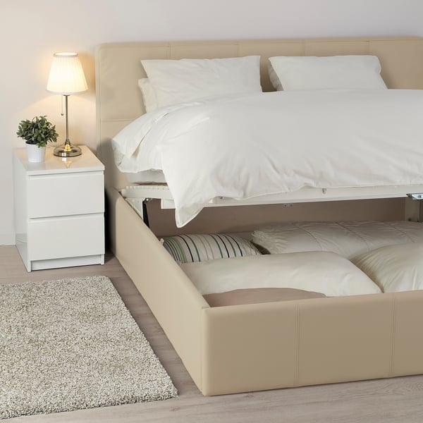 FESET Bettgestell mit Aufbewahrung, Murum beige, 160x200 cm - IKEA