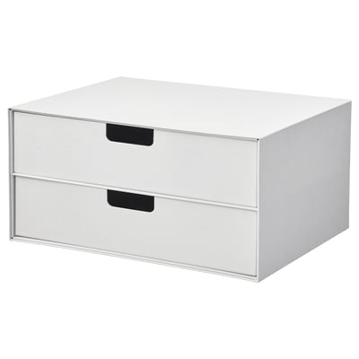 Weiße FJÄDERHARV Mini-Kommode, quadratisch, zwei Schubladen, Recyclingkarton.