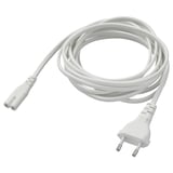 Ein weißes, gewickeltes FÖRNIMMA Netzkabel mit europäischem Stecker, hergestellt aus PVC-Kunststoff.