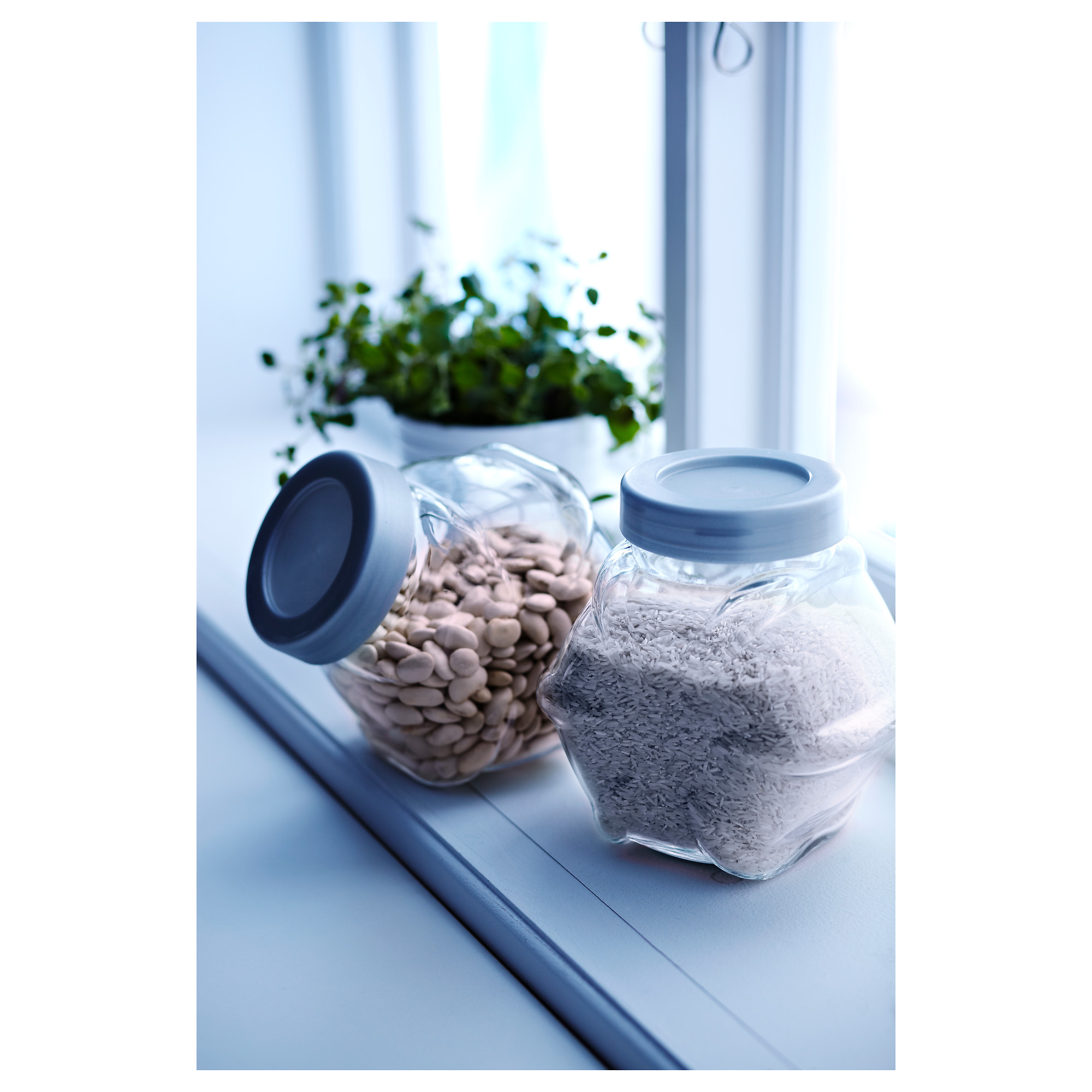 FÖRVAR Dose mit Deckel, Glas/aluminiumfarben, 1.8 l - IKEA Österreich