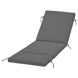 Graues Outdoor-Loungekissen, rechteckig mit Krawatten, wasserabweisend, recycelte Materialien.